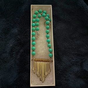 Beautiful sterling silver and teal beaded necklace - brand new and never worn.